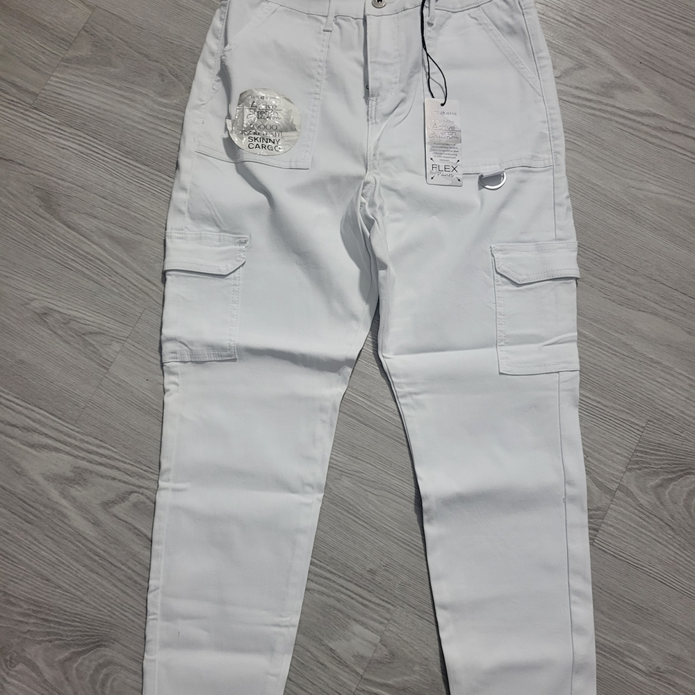 White Cargo Pants with Pockets